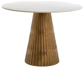 Tavolo da pranzo rotondo in bianco e bronzo con piano in marmo ø 100 cm Leyda - Light &amp; Living