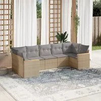 Set Divani da Giardino 7 pz con Cuscini Beige in Polyrattan 3258671