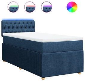 Giroletto a molle con materasso blu 100x200 cm in tessuto