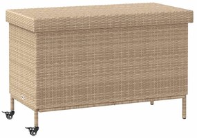 Contenitore Da Giardino Con Ruote Beige Misto Polyrattan /