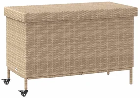 Contenitore Da Giardino Con Ruote Beige Misto Polyrattan /