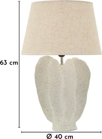 Lampada da tavolo color crema con paralume in tessuto (altezza totale 63 cm) Ester – Mauro Ferretti
