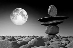 Carta da parati – Pietre in luce lunare in bianco e nero