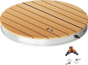 Doccia da Giardino Portatile Ø70,5x7,5 cm Getti d'Acqua Regolabili fino a 4 m in Polistirene Effetto Legno...