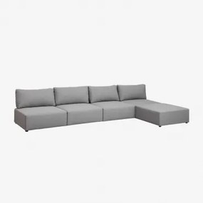 Divano Componibile In 4 Pezzi Con Pouf Kata Grigio - Sklum