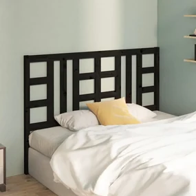 Testiera per letto nera 126x4x100 cm in legno massello di pino