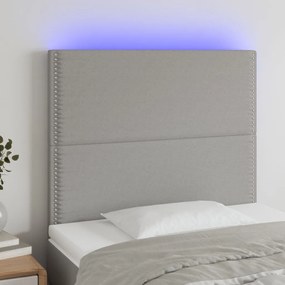 Testiera A Led Grigio Chiaro 100x5x118/128 Cm İn Tessuto /