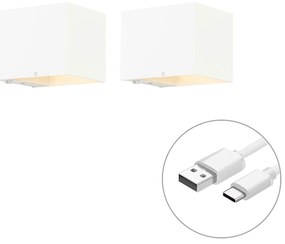 Set di 2 Applique Ricaricabili Bianche con Dimmer - Joris