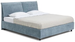 Letto matrimoniale imbottito blu con contenitore e rete inclusi 180x200 cm Myra Pillow – Bonami Selection