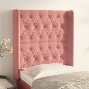 Testiera Ad Orecchio Nera 83x16x118/128 Cm İn Velluto /