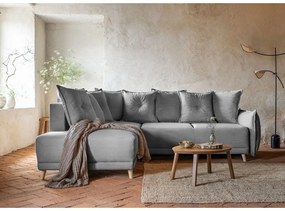 Divano letto in velluto a coste grigio (angolo sinistro) Lazy Lukka - Miuform