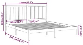 Giroletto Grigio in Legno Massello 180x200 cm Super King