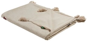 Coperta cotone beige e marrone 130 x 180 cm DEOGHAR Beliani