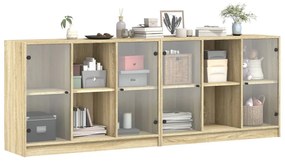 Libreria con ante rovere sonoma 204x37x75 cm legno multistrato