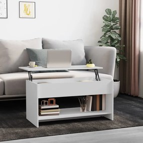 Tavolino da salotto bianco 102x50x52,5 cm in legno multistrato