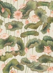 Cole & Son Carta da parati Lily Lotus - Orange/ Olive