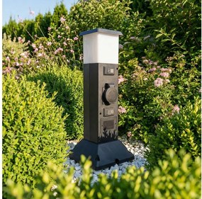 Brilagi - Lampada da esterno con 2 prese SCHUKO, 1x attacco E14 (max 15W), 230V, IP44, nera