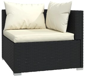 Set divani da giardino con cuscini 5 pz in polyrattan nero