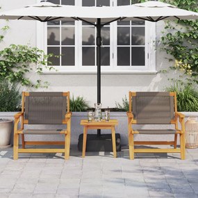 Set di 3 sedie da giardino e tavolo  in legno massello di acacia grigio