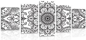 Quadri 5 pezzi – Ornamento bianco e nero