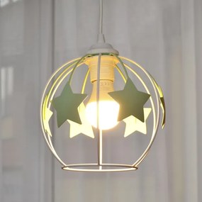 Lampadario a sospensione per bambini STARS 1xE27/15W/230V verde/bianco