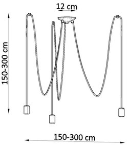 Sollux SL.0370 - Lampadario a sospensione con filo EDISON 3 3xE27/60W/230V ragno nero