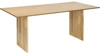 Tavolo da pranzo in legno chiaro MDF Rubber Wood 180 x 90 cm Gambe in legno Piano rettangolare impiallacciato Finitura naturale Cucina minimalista scandinava