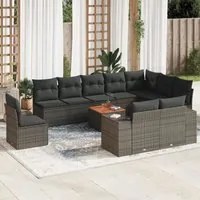 Set Divani da Giardino 11 pz con Cuscini in Polyrattan Grigio 3257831