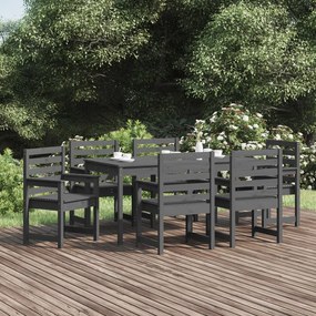 Set da Pranzo per Giardino 7pz Grigio in Legno Massello di Pino