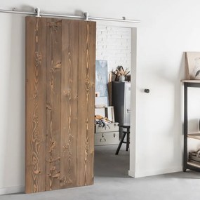 Porta scorrevole Barn Wenge in alluminio, L 86 x H 215 cm, con binario Ermes