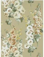 Sanderson Carta da parati Hollyhocks - Gold Metallic/ Tan