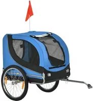 Rimorchio per Cani da Bicicletta Azzurro e Nero 130x90x110 cm