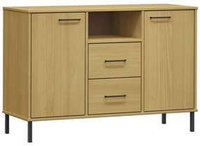 Credenza gambe metallo marrone 113x40x77 cm legno massello oslo