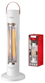 Stufa al Carbonio Oscillante 600W con Potenza Regolabile 2 Livelli con Griglia di Protezione in Metallo Oscillazione Automatico Bianco