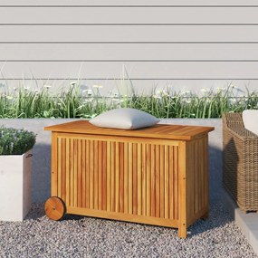 Contenitore Giardino Con Ruote 90x50x58cm Legno Massello Acacia /