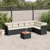 Set Divani da Giardino con Cuscini 8 pz Nero in Polyrattan 3223676