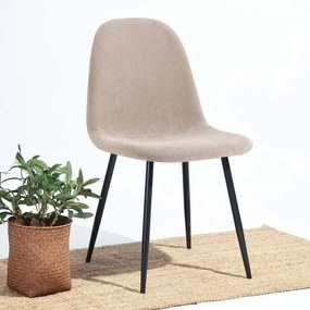 Sedia Da Pranzo Moderna In Tessuto Khaki Gambe Nere Irene - Set da 4 Pezzi