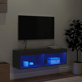 Mobile Porta TV con Luci LED Nero 100x30x30 cm