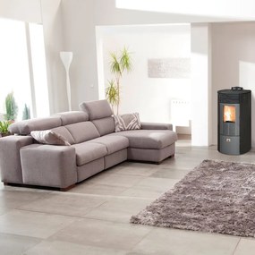 Stufa a pellet canalizzata Theresia 9 kW nero