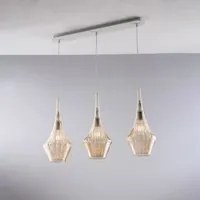 Lampadario Binario Moderno Zeus Ambra 3 Luci E27