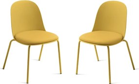 Sedia in polipropilene Giallo con seduta in ecopelle LETE 2 sedie