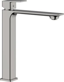 Rubinetto per lavabo getto aerato Axum nichel spazzolato satinato OTTONE MELODA H 29 cm con piletta