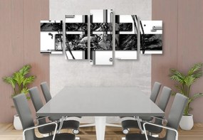 Quadri 5 pezzi – Astrazione di lusso in bianco e nero