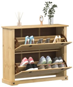 Scarpiera Corona 99x32x85 Cm İn Legno Massello Di Pino /