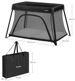 Lionelo - Lettino da viaggio 3 in 1 ALICE Nero