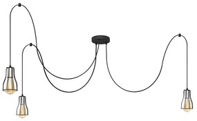 Lampadario a sospensione con filo TUBE LONG 3xE27/15W/230V nero/cromo