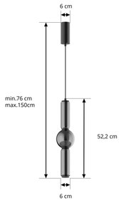 Lucande Lampada a sospensione Savete, grigio fumo, vetro, Ø 12 cm