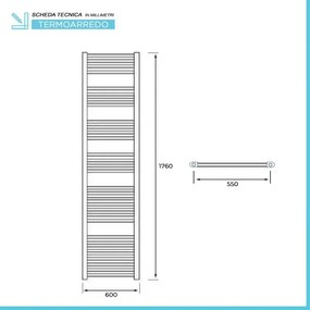 Termoarredo cromato scaldasalviette 60x180 interasse 55 cm