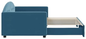 Divano letto con letto estraibile blu 90x200 cm in velluto