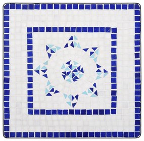 Set bistrò 3 pz con mosaico in ceramica blu e bianco